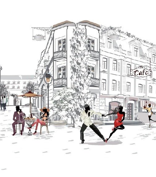 Panoramic wallpaper Parisian stroll