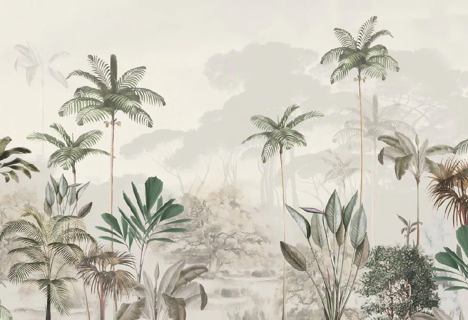 Panoramic jungle eden green wallpaper