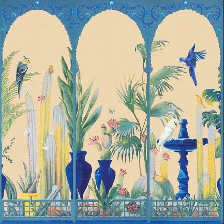 Panoramic tropical garden wallpaper