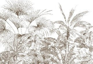 Monochrome engraving tropical wallpaper