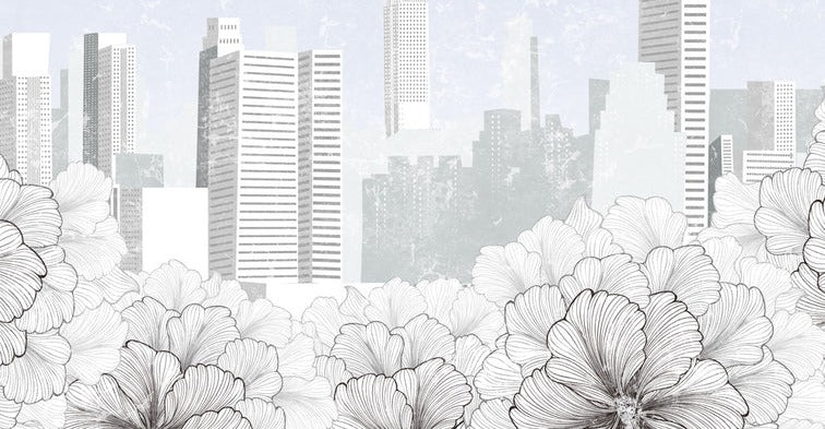 Black and white modern New York city wallpaper