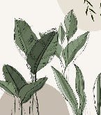 Papier peint panoramique végétal graphique taupe, XXL, tendance