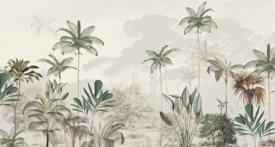 Panoramic jungle eden green wallpaper