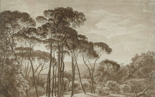 Panoramic amber Italian landscape wallpaper