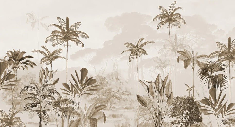 Panoramic jungle eden sepia wallpaper
