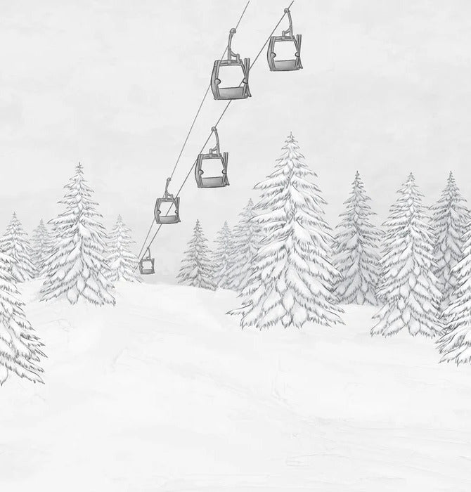 Black & white gondola mountain wallpaper