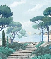 Papier peint balade dans les calanques, mural concept, tendance