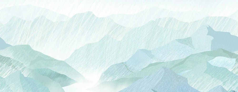 Bathroom wallpaper illustration mountains green