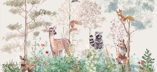 Children's bedroom wallpaper magic nature beige