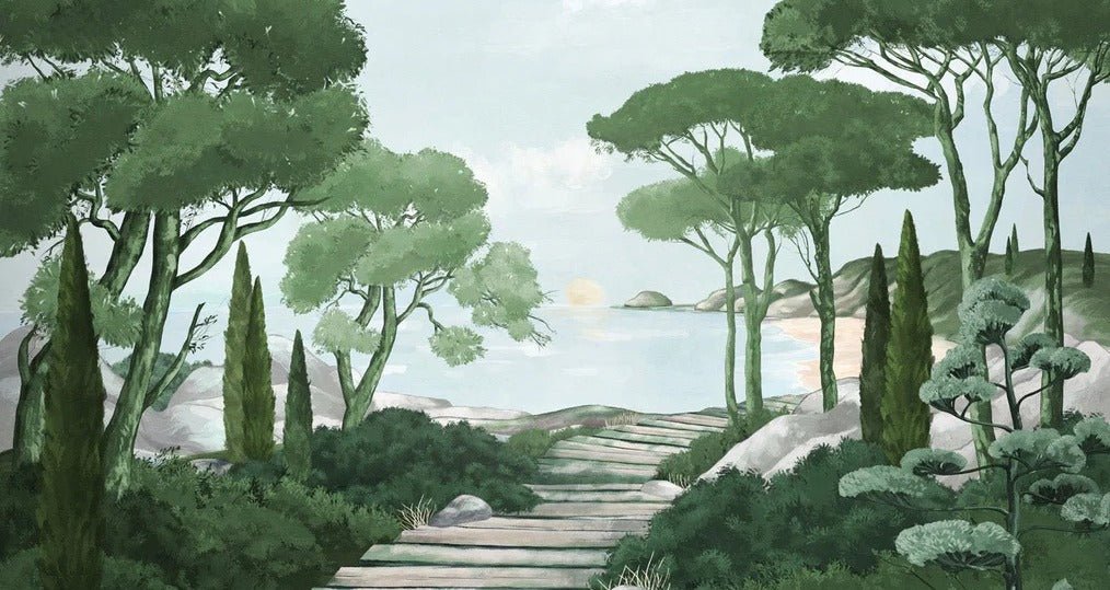 Stroll in the calanques wallpaper green