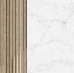 Papier peint imitation marbre et tasseau chêne, XXL, tendance