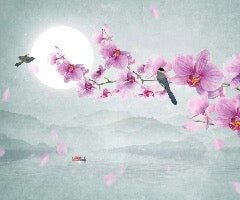 Orchid panoramic non-woven wallpaper