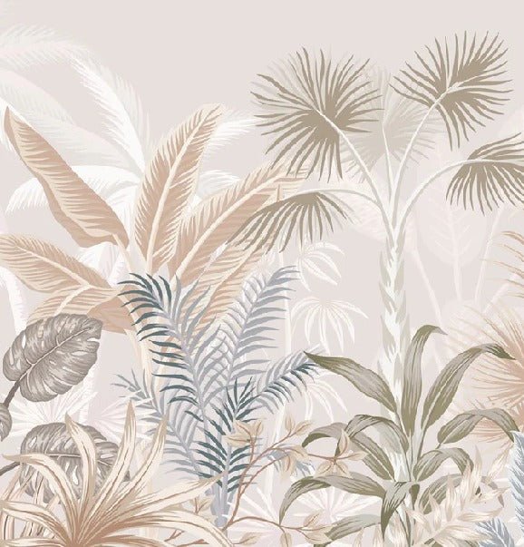 Panoramic terracotta jungle wallpaper