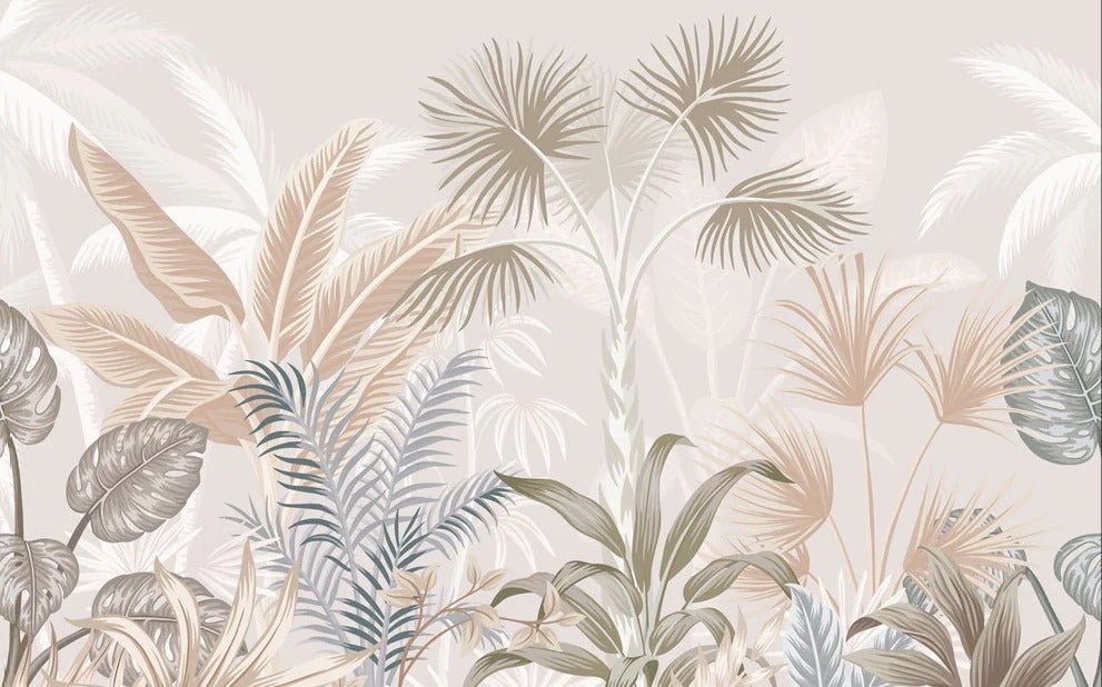 Panoramic terracotta jungle wallpaper