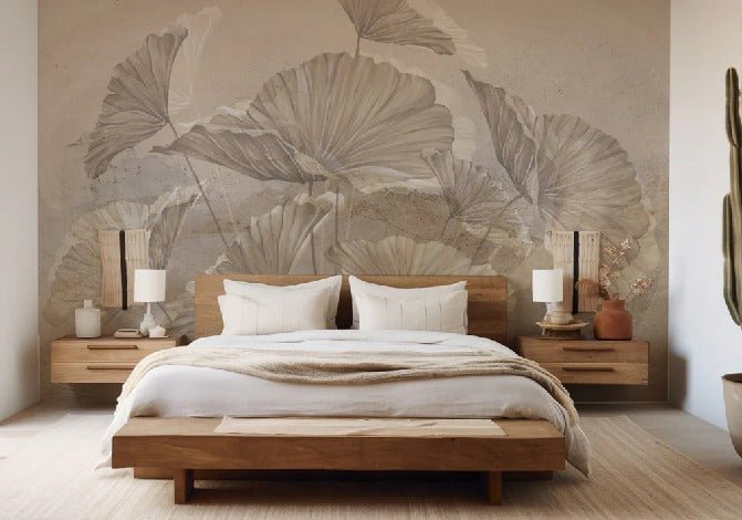 Panoramic lotus sepia wallpaper