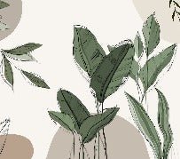 Graphic plant panorama wallpaper taupe