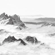 Black and white panoramic mountain wallpaper