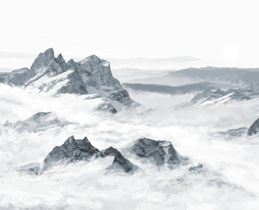 Blue panoramic mountain wallpaper