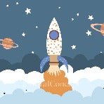 Children's bedroom wallpaper rocket universe space