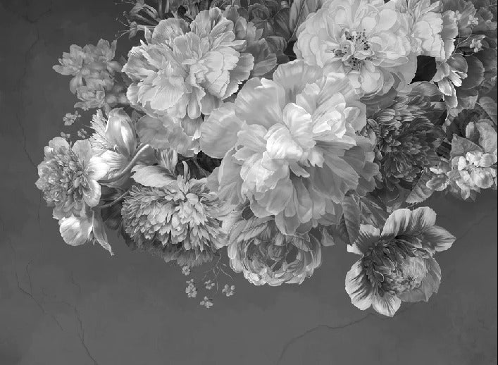 Black and white peony flower wallpaper