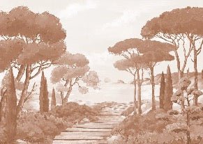 Papier peint balade dans les calanques terracotta, XXL, tendance