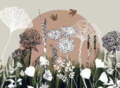 Panoramic floral wallpaper