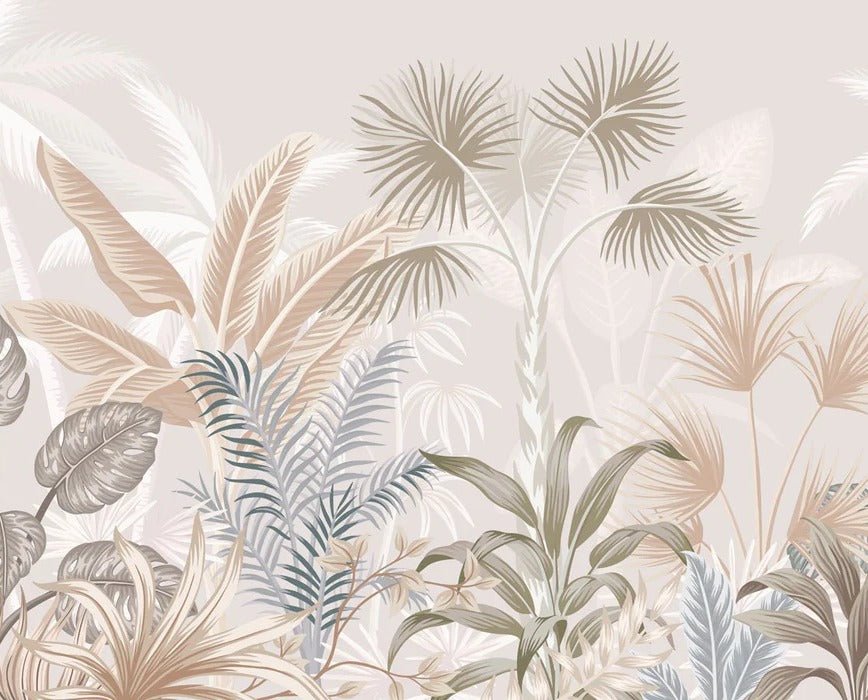 Panoramic terracotta jungle wallpaper