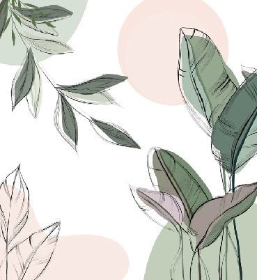 Green graphic plant panoramic wallpaper