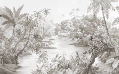 Picturesque jungle panoramic wallpaper