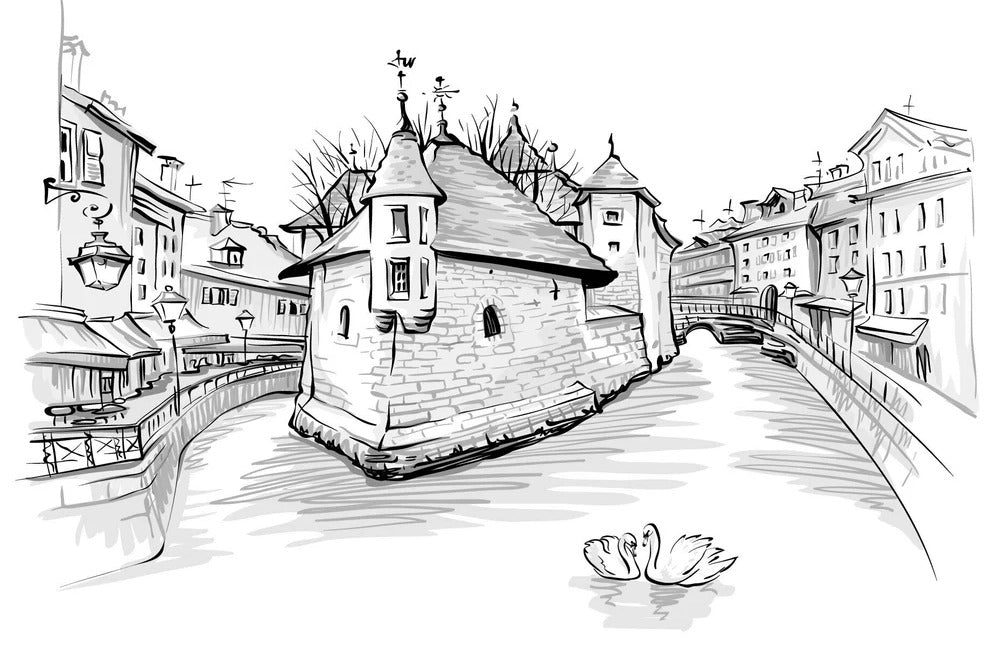 Black and white Venice of the Alps wallpaper