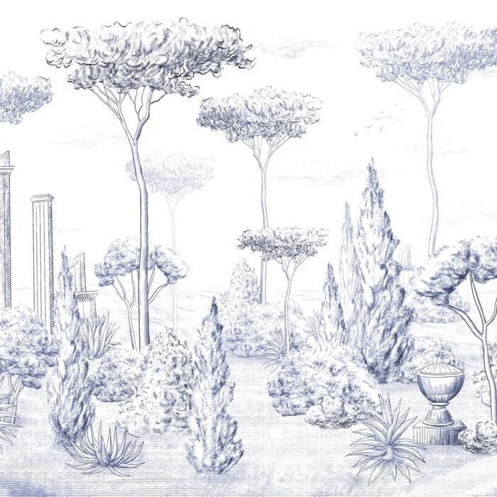Blue pine forest Roman style wallpaper