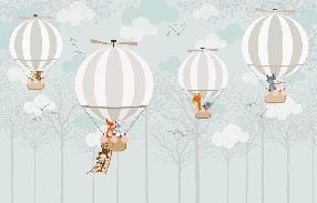Nordic hot-air balloon children's wallpaper