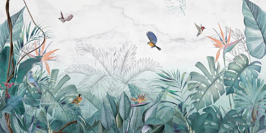 Blue marble jungle wallpaper