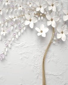 3D trompe l'oeil flowering tree panoramic wallpaper