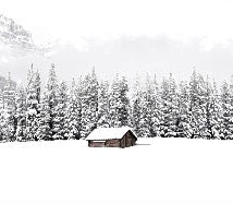 Panoramic mountain chalet wallpaper