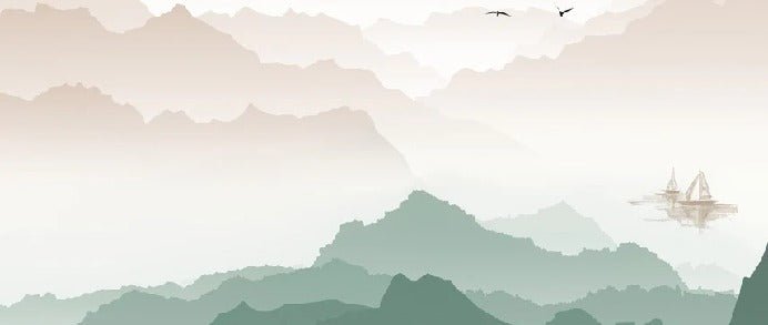 Mountain in mist wallpaper terracotta
