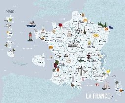 Children's map of France blue wallpaper