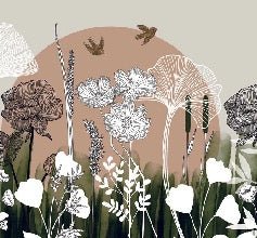 Panoramic floral wallpaper