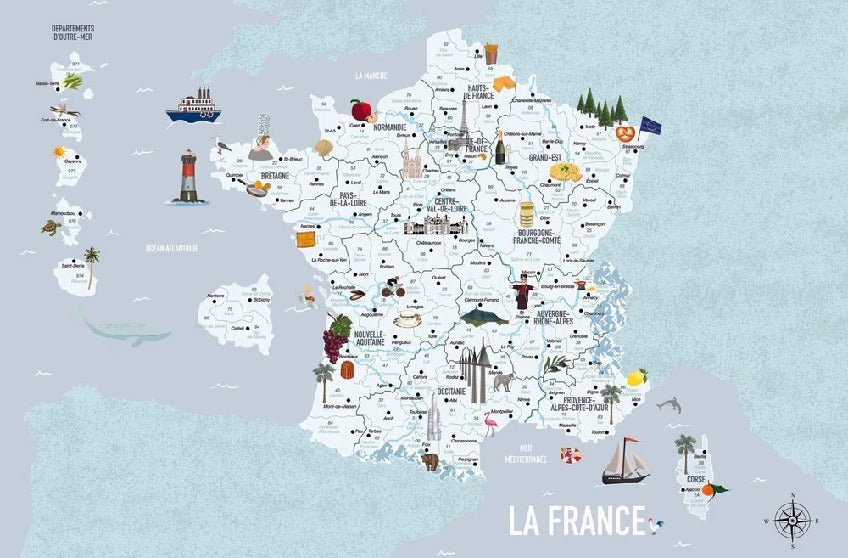 Children's map of France blue wallpaper