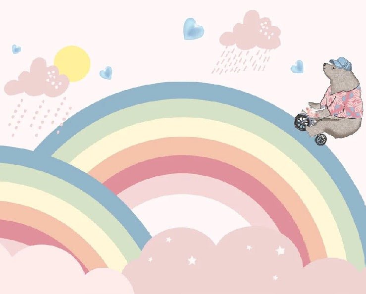 French rainbow children's wallpaper