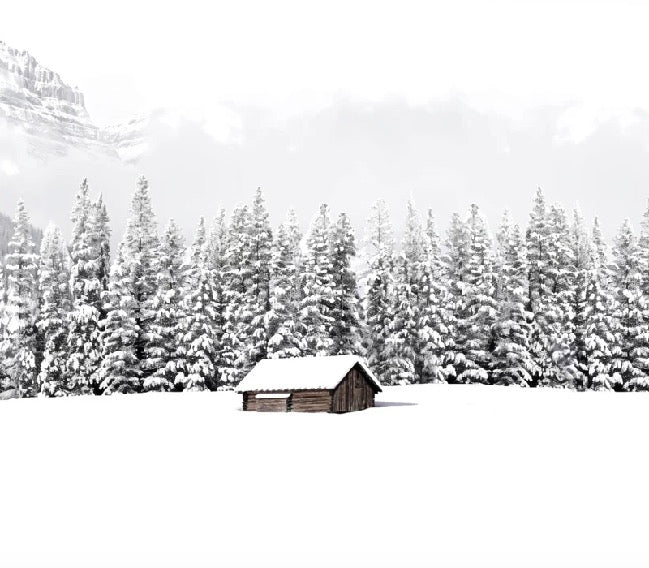 Panoramic mountain chalet wallpaper