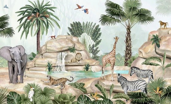 Children's wallpaper animal oasis
