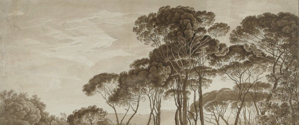 Panoramic amber Italian landscape wallpaper