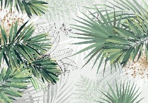 Panoramic nature green palm wallpaper