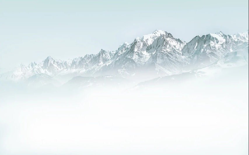 Mont Blanc bathroom wallpaper in blue mist