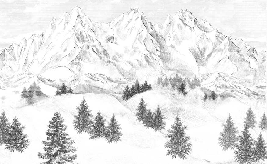 Papier peint montagne sommets de Chamonix, XXL, tendance