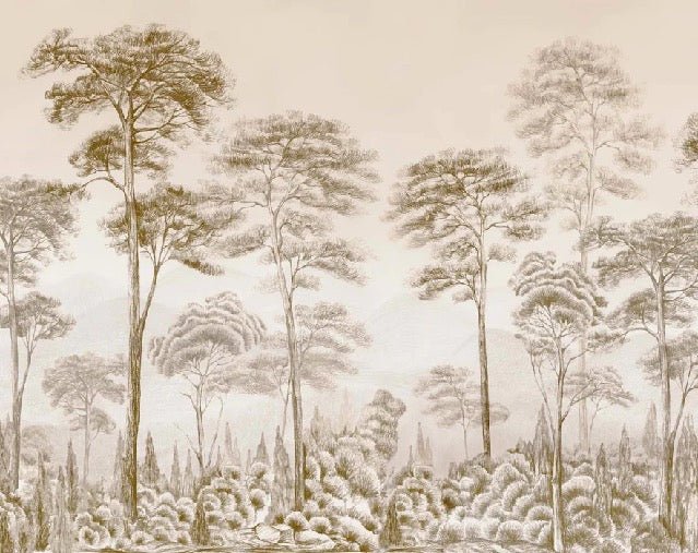 Sepia pinewood nature wallpaper