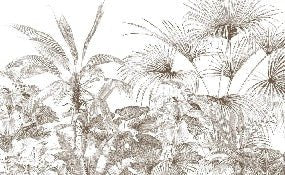 Monochrome engraving tropical wallpaper
