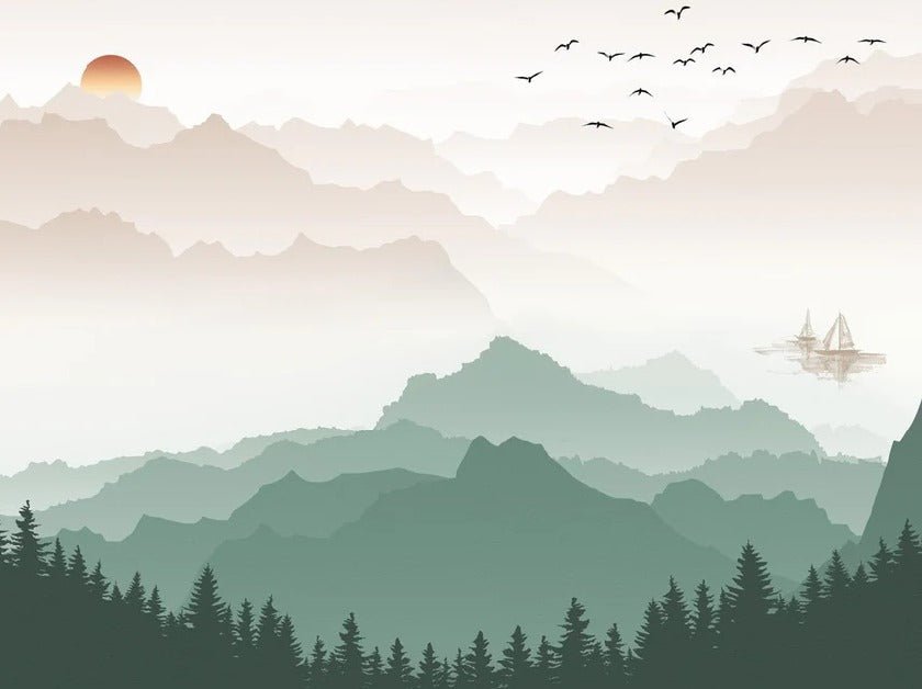 Terracotta mist mountain wallpaper