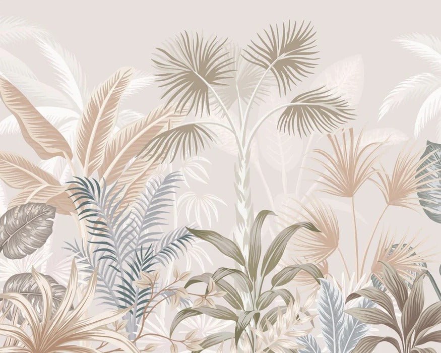 Panoramic terracotta jungle wallpaper